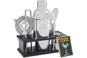 CECILIEC Cocktail Shaker Set, Craft Cocktail Set mit Ständer, Edelstahl Cocktail Shaker, Bar Zubehör (8-teilige)