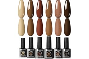 UR SUGAR Vernis Semi Permanent Café, Marron Vernis à Ongles Caramel Brun 2023 couleur tendance Vernis Gel U V Gel Soak Off U V LED Art French Manucure Cadeaux Kit 6Pcs 7ml