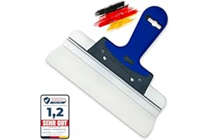 BACHSAM® Made in Germany hochwertiges Flächenspachtel 250mm breit - Profi Fassadenspachtel zum Spachteln, Verputzen und Tapeten Entfernen, 2 K Flächenglätter mit Softgriff und abgerundeten Ecken.