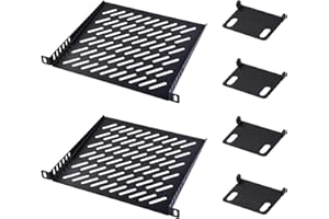 ‎GEEEKPI GeeekPi 10-calowa półka serwerowa 0,5U, wentylowana taca wspornikowa, do 25 cali, stojak i szafka na sprzęt sieciowy, biurko Pi Rackmate T1/T0 (0,5U-2 szt.)