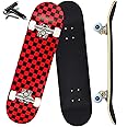 'ANYFUN Pro Complete Skateboards for Beginners Girls Boys Kids Youths Teens Adults 31''x8'' Skate Boards 7 Layers Canadian Maple Double Kick Deck Concave Longboard'