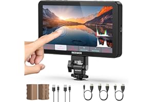 NEEWER F700 7 Inch Camera Field Monitor, 2000nit HD 1920 x 1080 IPS Touchscreen with 3D LUT, 4K HDMI Loop In/Out with Peak Focus DSLR Video Assist HDR Waveform, Cold Shoe Mount, 2 NP-F750 Batteries