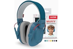 Alpine Muffy Lärmschutz Kopfhörer für Kinder – Komfortabler Gehörschutz für Kinder bis 16 Jahre – Geräuschdämmende Ohrenschützer mit verstellbarem Kopfband - Blau