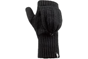 HEAT HOLDERS Gants thermiques pour femme, pouvant être portés en mitaines, en tricot torsadé 2,3 Tog, Noir , taille unique