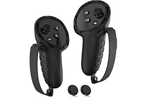 TERRIFI Controller Grips for Oculus Quest 3 - Comfortable Silicone Cover with Controller Hand Straps, 2Pcs Rocker Cap and Joystick Protection, Reserve Precise Hole Positions (Black)