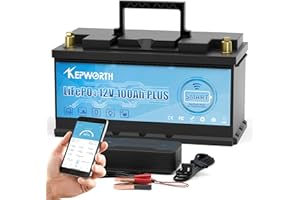 KEPWORTH 12V 100Ah LiFePO4 Battery Smart Bluetooth with Upgraded BMS Protection Up to 10000 Deep Cycle Rechargeable Lithium Iron Phosphate Perfect for RV/Camper, Trolling Motor, Marine, Off Grid Applications