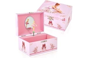 TAOPU Musical Ballerina Jewellery Box with Spinning Ballerina for Girls, Kids Toys Jewel Storage Music Box, Ages 3-10 Ballet Birthday Gifts for Little Girls