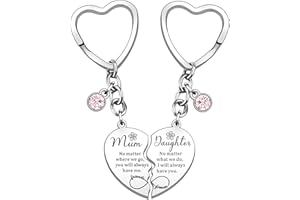 HULALA 2 Pcs Mother Daughter Heart Matching Keyring Keychain Set Gifts For Mum Mothers Day Birthday Christmas Presents From Daughter