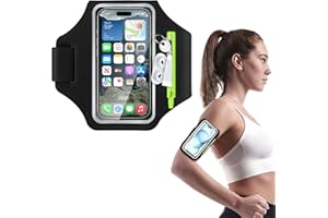 WEFALY Sportarmband Handyhalterung Joggen, Weflay Handytasche Joggen mit Kopfhörertasche Schweißfest Tasche Running Armband für iPhone 16 15 14 13 12 11 Pro Max Galaxy S25 S24 S23 Ultra bis zu (6,8 Zoll)