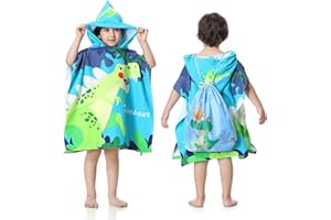 MOKANI Hooded Poncho Towels for Kids, Microfibre Ultra Soft Baby Beach Swimming Towels, Quick Dry Warm Wrap Changing Robe with Drawstring Bag for Boys Girls (Children's Height: 85-110 cm)