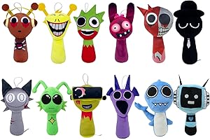 Super JAKES Sprunki Plush, Sprunki Game Plush Toys,Soft Stuffed Animal Pillow Figure Doll Christmas Birthday Gifts for Adult Kids (12PCS-B)