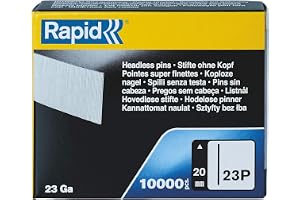 Rapid Ministift Nr. 23P, 20 mm, Galvaniserade, 10000-pack | Extra tunt, huvudlöst för nästan osynligt resultat, finsnickeri: lister, ramar och möbler