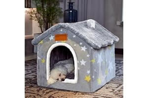 JITASHWA Indoor Dog House Cat House, Cat Cave Bed, Foldable Dog House Kennel Bed Mat with Cushion for Small Medium Large Dogs & Cats, Pet Supplies (L)