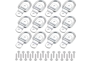 SIAMED 12x Anelli di Ancoraggio con Viti, D Anello Cinghie di Fissaggio, Cargo Trailer Ancore Punti Ganci, Ferro Zincato D Anello di Ancoraggio per Rimorchi Furgoni Barca Fuori Strada Camion Corde Camion