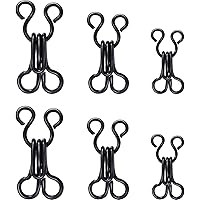 Bememo 50 Set Nähen Haken und Augen Verschluss für BH und Kleidung, 3 Größen (Schwarz)