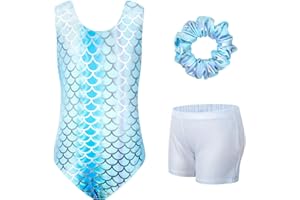 Surgoal Gymnastics Leotards for Girls with Short Sleeveless Sparkle Ballet Dance Unitard Gymnastics Athletic Outfit 3Pcs for Kids 3-12 Years