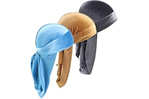 UPSMILE Durags Doo Rag Dew Rags für Herren, 360 Wellen, Samt, Durags, Kopfbedeckung, Totenkopfmütze, Kopfbedeckung, für Damen und Herren