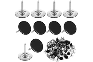 BABAHUANHUAN 100 Pcs Tachuelas para Tapicería, Chinchetas Negras de Cabeza Plana, Clavos Decorativos para Sofá, Cabecero, Corcho, Muebles, 11 x 13 mm