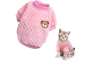 MIKIULY Pull pour Petit Chien/Chat, Pull-Overs en Polaire pour Petits Chiens, Pull d'hiver Manteau en Polaire, Manteaux d'hiver pour Chien//Chat, Manteau d'hiver Chaud Doux et Pelucheux, L, Rose
