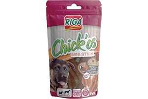 RIGA - Chick'Os Filet & Mini Stick - Friandise Chien - Filet Poulet - Stick À Mâcher - Riche En Protéines - Faible En Matière Grasse - Sans Colorant Ni Additifs - Récompenses Naturelles Idéales - x 8