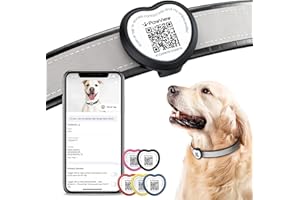 PawView QR Code Dog Tags UK -Personalized Pet Tag with NFC Waterproof Silicone Heart Dog ID Tag for Lost Pet Recovery - No GPS Needed, No Subscription or Fees（Black）