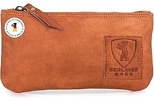 ‎BERLINER BAGS Berliner Bags Vintage Federmäppchen aus echtem Leder – Handgefertigtes Etui mit YKK-Reißverschluss, Federmappe - Braun