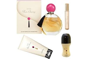 Avon Set regalo Far Away 4 pezzi. Eau de Parfum Spray, Deoroller, mousse per il corpo, spray tascabile in confezione regalo natalizia