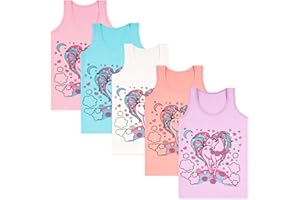 LOREZA ® 5 Mädchen Baumwolle Unterhemden Tank Top Kinder - Gr. 92-170
