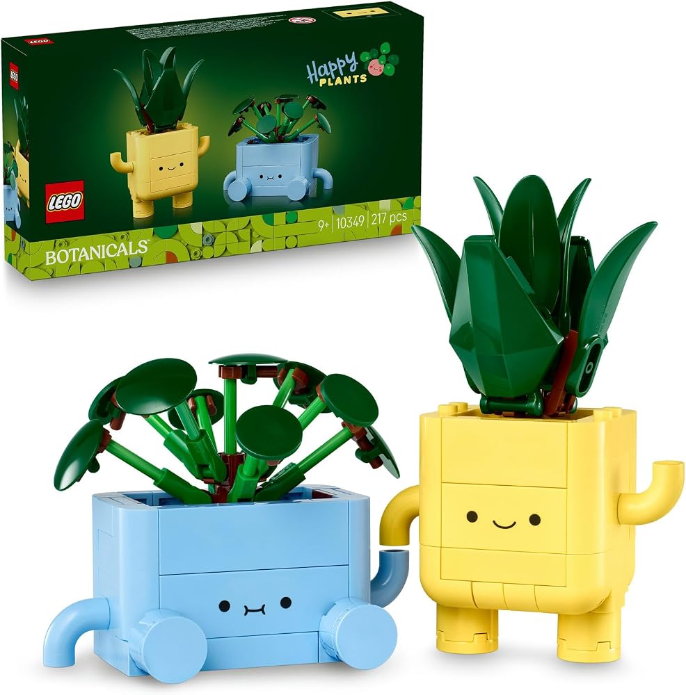 LEGO Botanicals Mutlu Bitkiler 10349 | 9 Yaş ve Üzeri Çocuklar için Değiştirilebilir Sarı ve Mavi Saksılar İçeren Oyuncak Yapım Seti, Hediye Fikri (217 Parça)