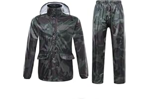 Freiesoldaten Uomo/Donna Giacca Impermeabile/Pantaloni Tuta Antivento Cappotto/Pantaloni Set Moto Impermeabile con Cappuccio a Scomparsa