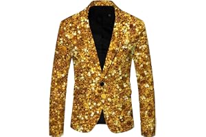 Generisk paljettkavaj herr glitter glänsande en knapp smal passform elegant kavaj män vår snygga jackor performance-kostym fö