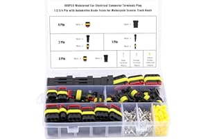 AUSSELL Aussel 300PCS Waterproof Car Electrical Connector, 1 2 3 4 Pin Terminals Plug for Motorcycle Scooter Truck Boats
