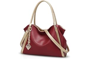 NICOLE & DORIS NICOLE&DORIS élégant Femme Sacs à main Bandoulière Crossbody Bag Sacs portés main Tote Sacs portés épaule Messenger Grand Bag PU Rouge