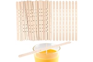 Gjinxi Lot de 50 Supports de Mèche de Bougie en Bois Multi-Mèches pour Loisirs Créatifs, Fabrication, Bâtons de Cire, Outils Centraux pour Bricolage, Emballage de Moule