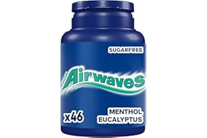 Airwaves Chewing Gum Menthol & Eucalyptus, 46 pieces, Sugar Free Chewing Gum bottle with Menthol Freshness