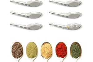 PICK N SAVE Small Mini Measuring Spoons, Stainless Steel, Perfect for Spice Jars, Masala Dabba Spice Spoon, Storage Tins, Coffee, Tea, Condiments, Sugar, Honey, Milk Powder, Ice Cream - Set of 6