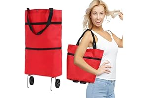 FGXY Carrello Della Spesa, Carrello Spesa Pieghevole, Carrello Pieghevole, Carrello Portaspesa Con Ruote, Portaspesa Ruote, Riutilizzabile, Rispettoso Dell'Ambiente, Pratico(rosso)