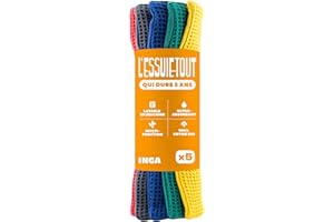 INGA - 5 X Essuie-Tout Réutilisables Lavables 5 Couleurs - Double-Face - Absorbant et Séchant - Fabriqué en Europe - Essuie-Tout Lavable Qui Dure Cinq Ans