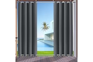 LiveGo Tende da Sole Esterno, Tende Termiche Isolanti Tende Idrorepellenti con Occhielli Superiori e Inferiori, Tenda per Esterni per Esterno/Interno (2 Pezzo / 132 X 213cm, Grigio Scuro)