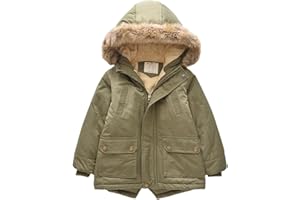 amropi Bambini Ragazzi Giacca con Cappuccio Foderato in Pile Parka Inverno Caldo Cappotti per 3-11 Anni