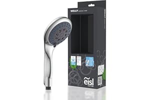 EISL WELLY słuchawka prysznicowa DX6051, 5-stopniowa regulacja głowicy prysznicowej, łącznie z uszczelką oszczędzającą wodę, uniwersalne przyłącze węża prysznicowego, słuchawka prysznicowa, chromowana