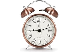 Cooja 3 Inch Vintage Retro Alarm Clock Analogue No Ticking Silent Double Bell Alarm Clock Quartz Battery Operated with Loud Alarm Night Light for Children