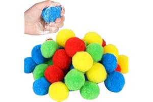 GUKASXI 40 Pcs Reusable Water Balls, Cotton Splash Soaker Balls, Water Bombs Balls, Water Balloons for Kids Adults, Highly Absorbent Water Bombs Ball for swimming pool, Beach, Backyard Outdoor Play (4 Colors)