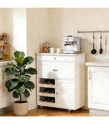 KOMFOTTEU Credenza Da Cucina 80x40x92 Cm | 2 Ante E 1 Cassetto | Ripiano Regolabile E Antiribaltamento | Stile Rustico Bianco