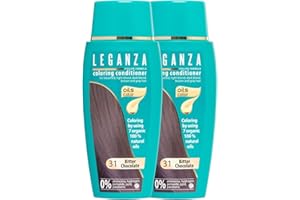 Leganza Bálsamo Colorante Natural para el Cabello Color Chocolate Oscuro Nº 31 | Pack de 2 Tintes Sin Amoniaco | Enriquecidos con 7 Aceites Naturales | 2 x 150 ml