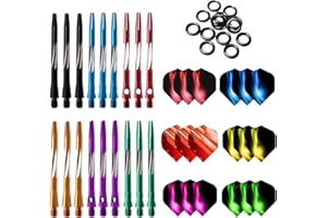 JpGdn 54 and 87 Pcs Darts Shafts and Flights Aluminum 2BA Medium Dart Stems Assorted Thread Throwing Fitting with O'ring for Indoor Dart Games Professional Dart Accessories