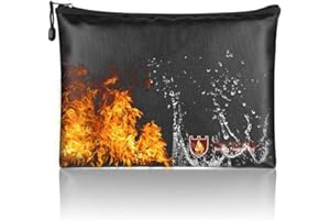 Fortspang Dokumententasche, feuerfest, mit Silikonbeschichtung, A4, feuerfest, wasserfest, staubdicht, mit Reißverschluss, Organizer-Box für Verträge, Geld, Rechnungen, iPad, Smartphone, Schmuck