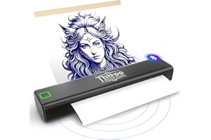 vretti P84 Stampante Per Tatuaggi, Stampante Stencil Tattoo con 10 Pezzi di Carta Trasferimento, per Artisti e Principianti, Compatibile con Smartphone & PC