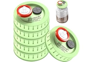 BIOMED SOLUTIONS 6Pcs Regular Mouth Mushroom Liquid Culture Lid, 70mm Grain Spawn Cultivation Mason Jar Lid with 0.2 Micron PTFE Syringe Filter & 20mm Self Healing Injection Ports for Mushroom Growing Mycology
