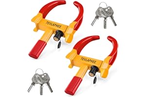 Tevlaphee Wheel Clamp Lock 2-Pack Heavy Duty Anti-Theft, Adjustable Security for Cars, Vans, Motorhomes (Fits 7-11" Tyres), Weatherproof & Vandal-Resistant Design (Black&Yellow)